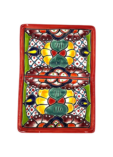 Mexican Talavera Ceramic Divided Serving Dish - Dual Section, 10